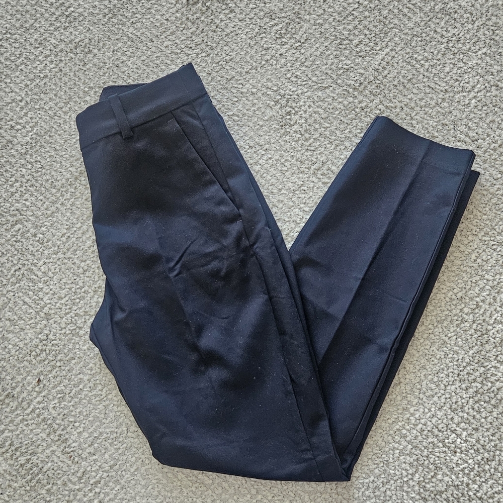 H&M Black Ankle Length Slacks Trousers Cotton Blend Size 2 NWT